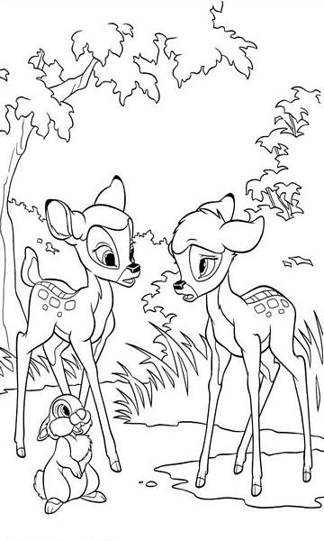 kolorowanka Bambi malowanka do wydruku Disney z bajki dla dzieci nr 10